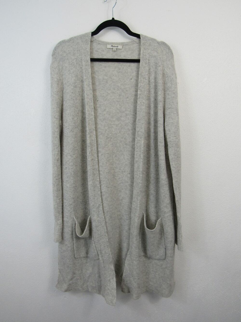 Madewell Small Kent Cardigan Sweater in Coziest Yarn Light Grey Wool Alpaca